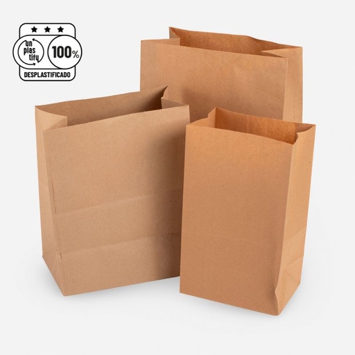 [BOLSAS-FM3-DF] Bolsas Kraft Marrones (No, 12.5x8x24.5)